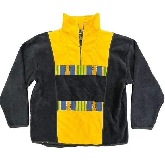 Lady's N8tive Nits Yellow & Black Aztec Long Sleeve Pullover Sweater Large - Picture 1 of 8